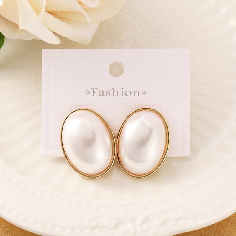 Oval Silver 925 Pearl Earrings