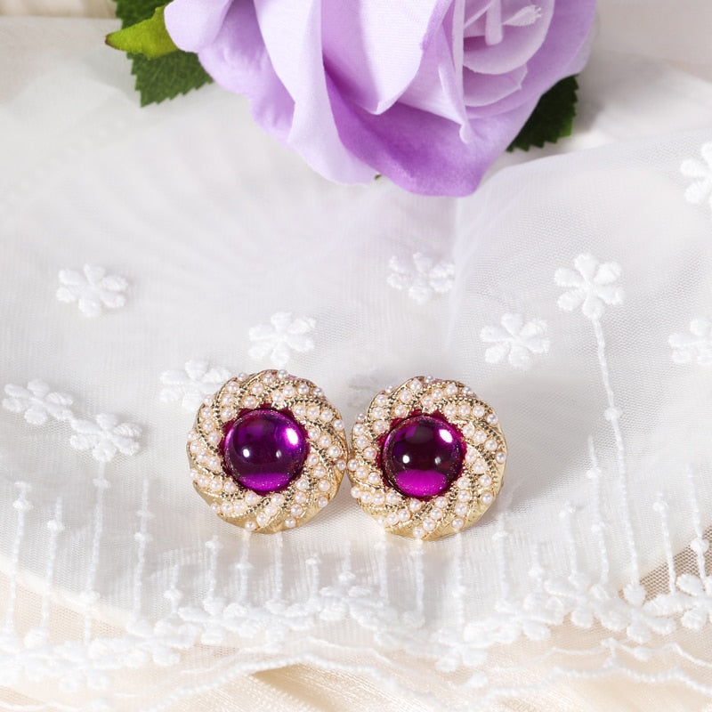 Round Pearl Earrings 925 Silver