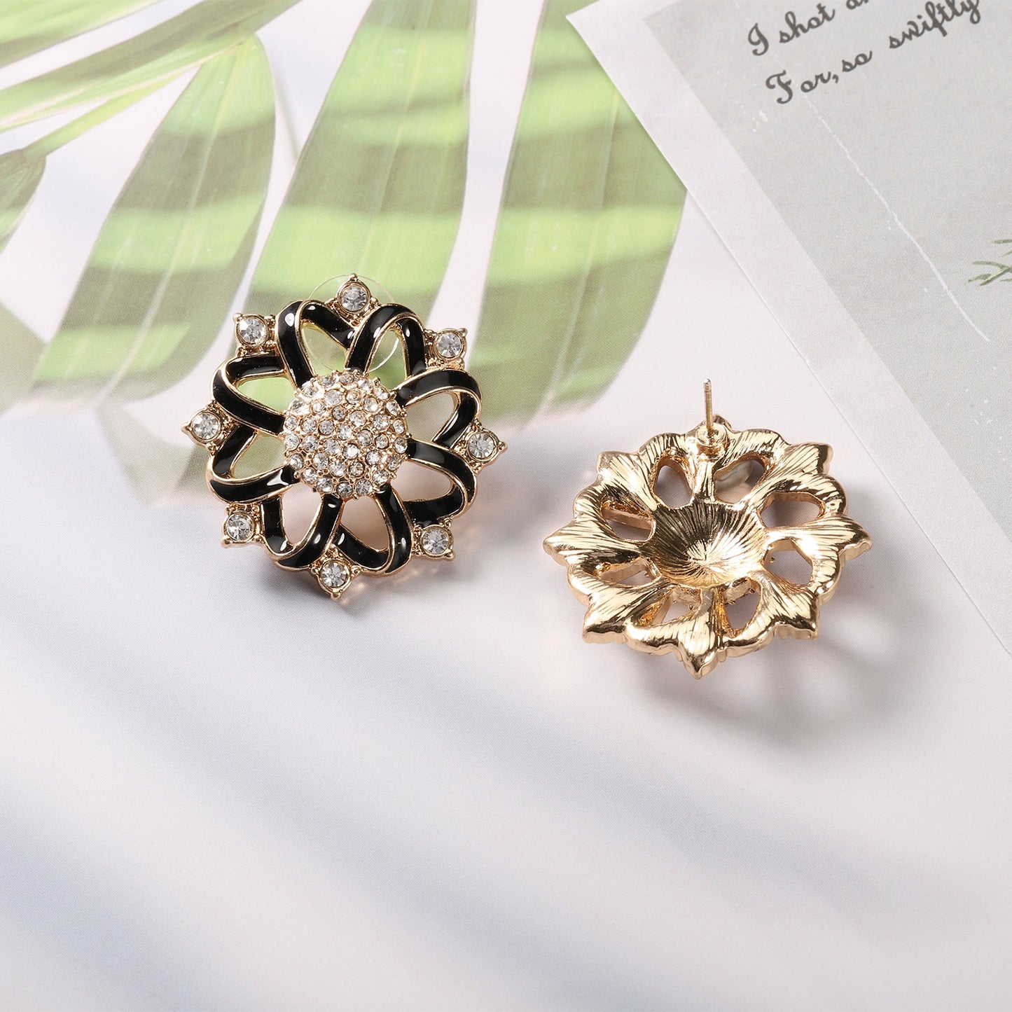 S925 Flower Rhinestone Earrings