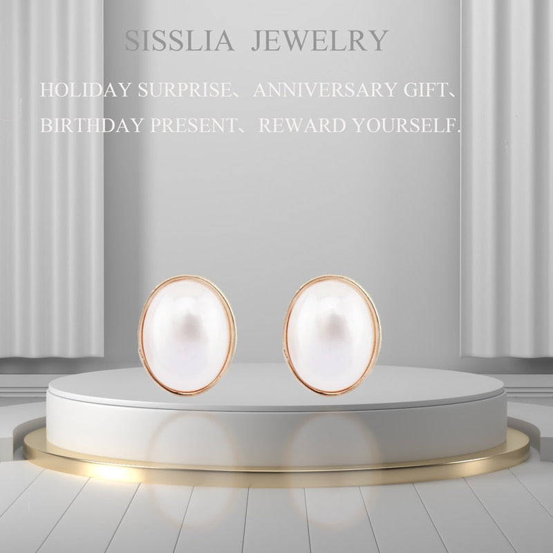 Oval Silver 925 Pearl Earrings