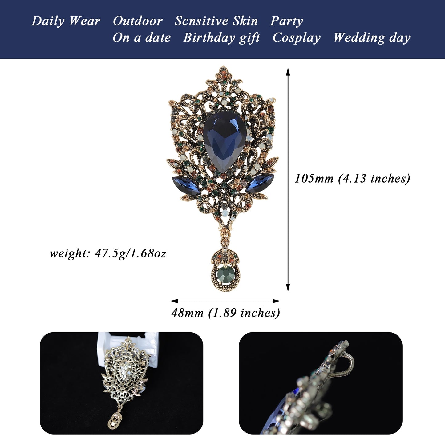 Royal Blue  Bouquey coat brooch