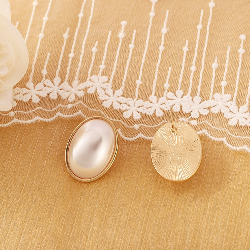 Oval Silver 925 Pearl Earrings