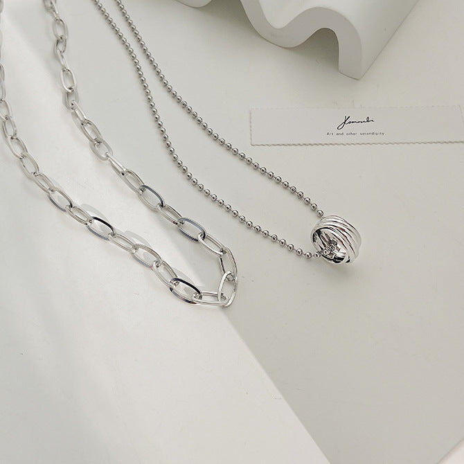Female Ring Pendant Double Layer Necklace